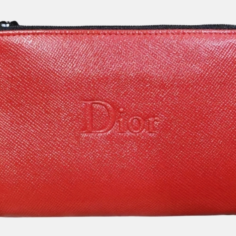 Red Cosmetic Bag w/ Black Charm NEW from NORDSTORM
